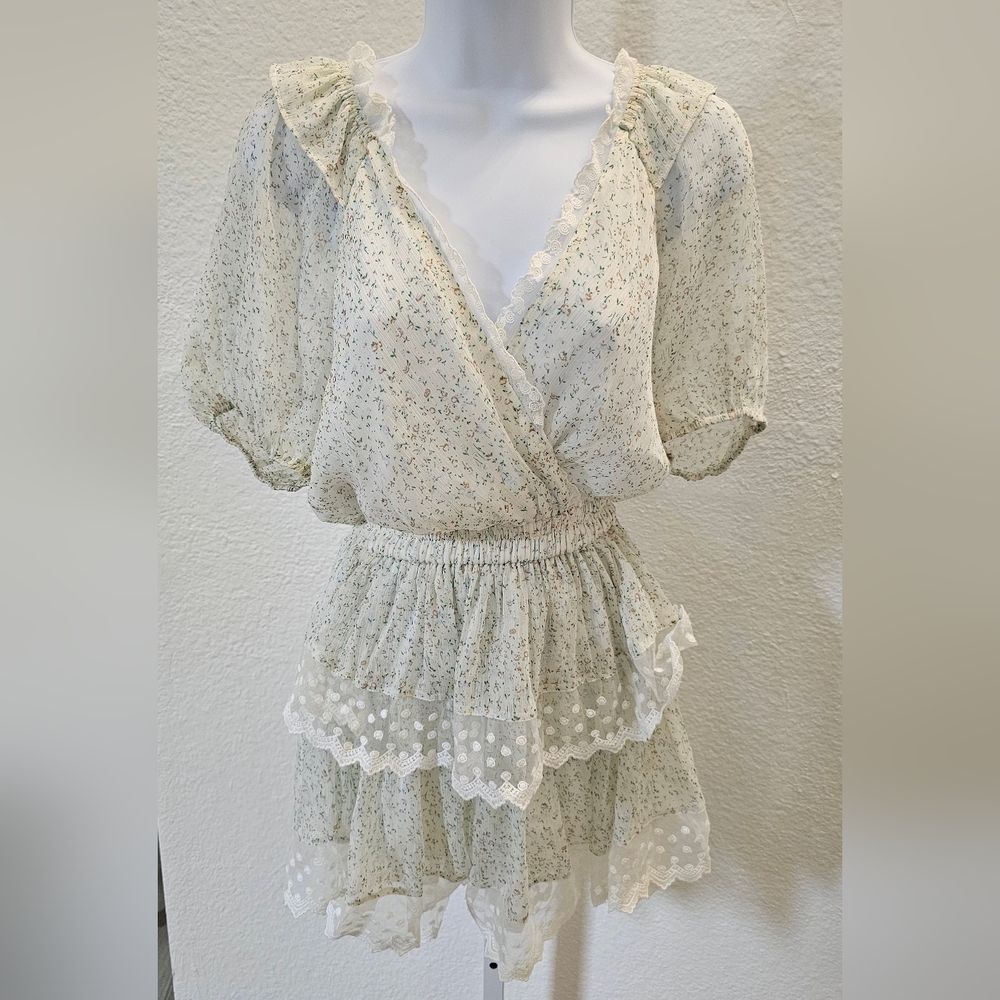 LAIT Lace and Floral Dress Top SIZE XS - Picture 1 of 4